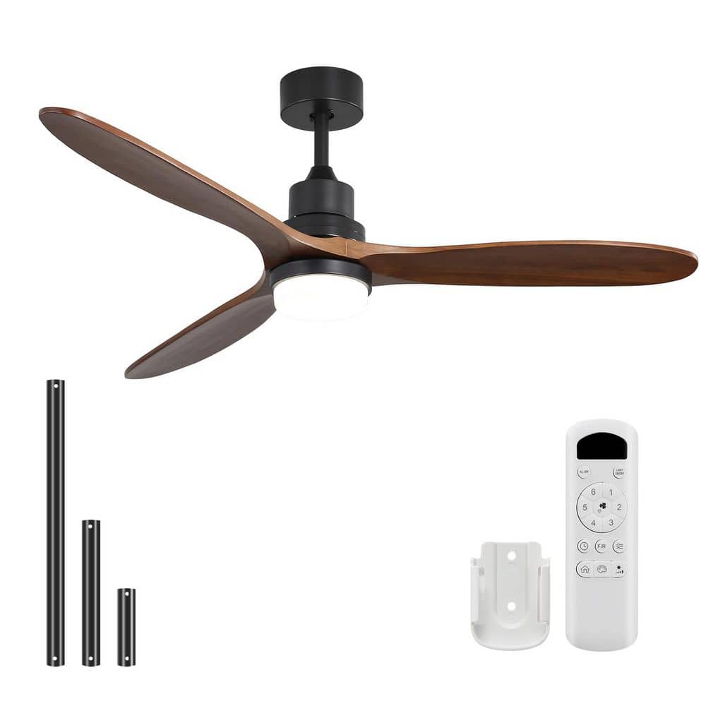 60 in. Indoor/Outdoor Integrated LED Wood Black Ceiling Fan with Light and Remote, 6-Speed Reversible DC Motor Included price history on PriceWatchPro
