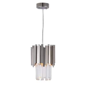 Forest 40-Watt Integrated LED Shiny Nickel Empire Pendant with Glass Shade