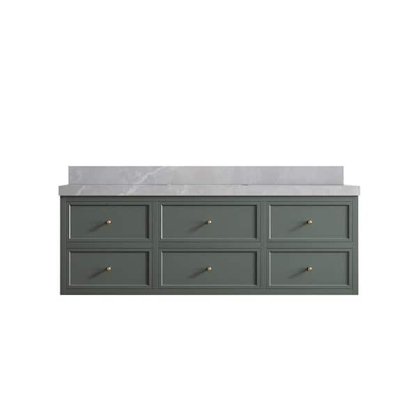 Willow Collections Roswell 60 in. W x 22 in. D x 36 in. H Single Sink Bath Vanity in Pewter Green with 2 in. Pearl Gray qt. Top