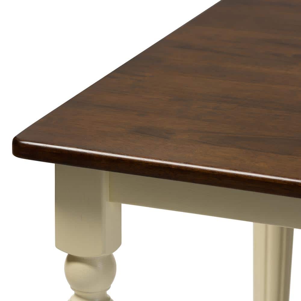46.8" Cherry Brown and Cream Wood Dining Table
