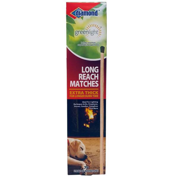 Diamond Greenlight Long Reach Matches, Large Strike On Box Matches  (75-Count) for Lighting Candles, Grills, Fireplaces, Firepits 533-383-867 -  The Home Depot
