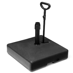 HDPE Plastic Square Outdoor Patio Umbrella Base with Iron Pull Rod in Black