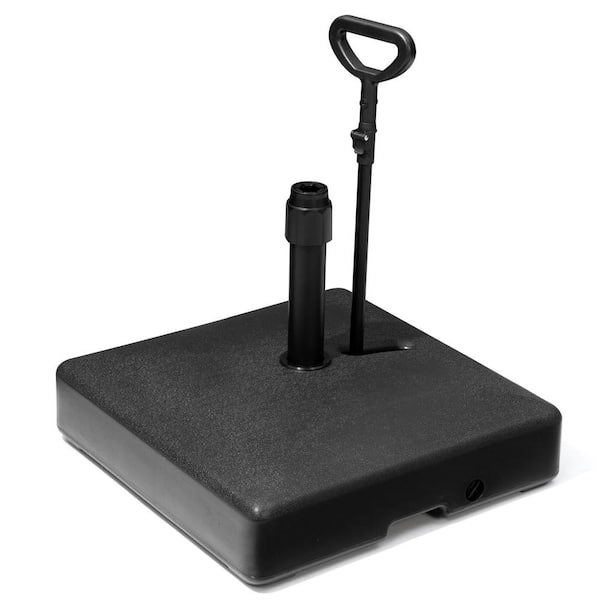 Pellebant HDPE Plastic Square Outdoor Patio Umbrella Base with Iron Pull Rod in Black