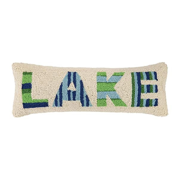 The Pillow Shoppe Lake Multi-Colored Wool 8 in. x 24 in. Hook Pillow