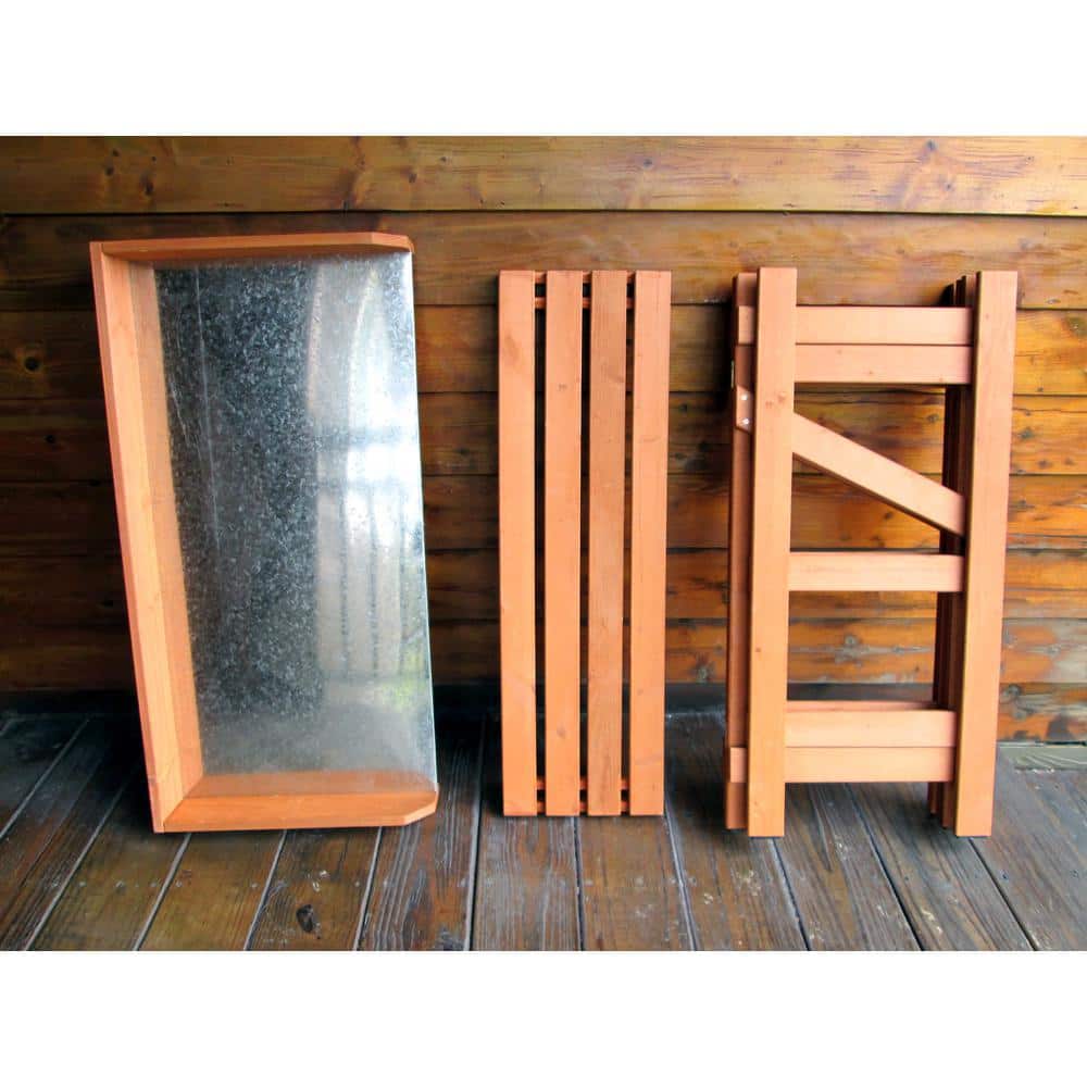 Natural Stained Metal Folding Utility Table & Potting Bench