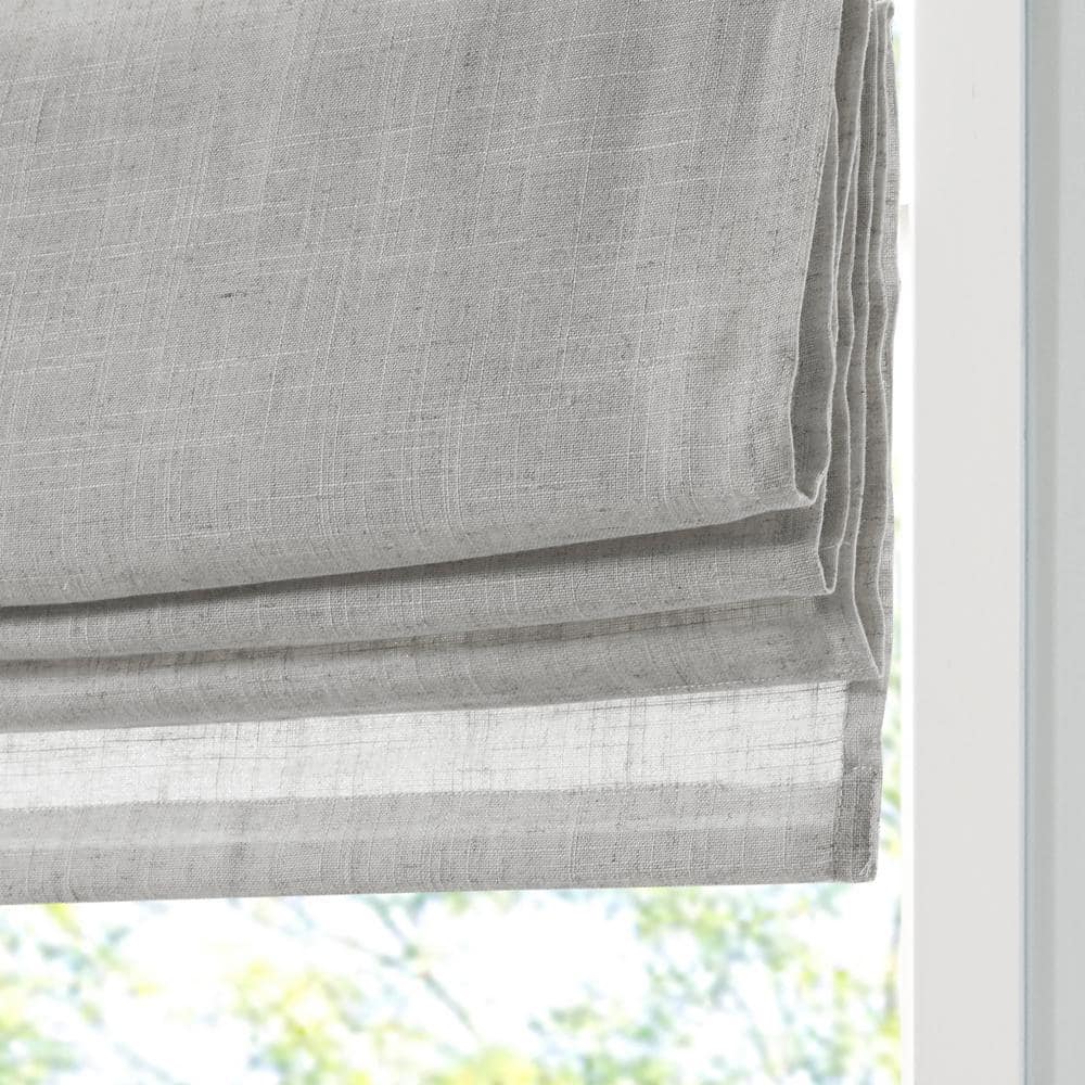 Gray Linen Blend Cordless Light Filtering Roman Shade