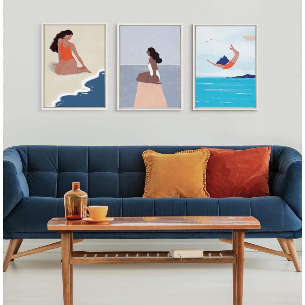 Kate and Laurel Sylvie Jump Framed Canvas by Maja Tomljanovic, 18x24, White