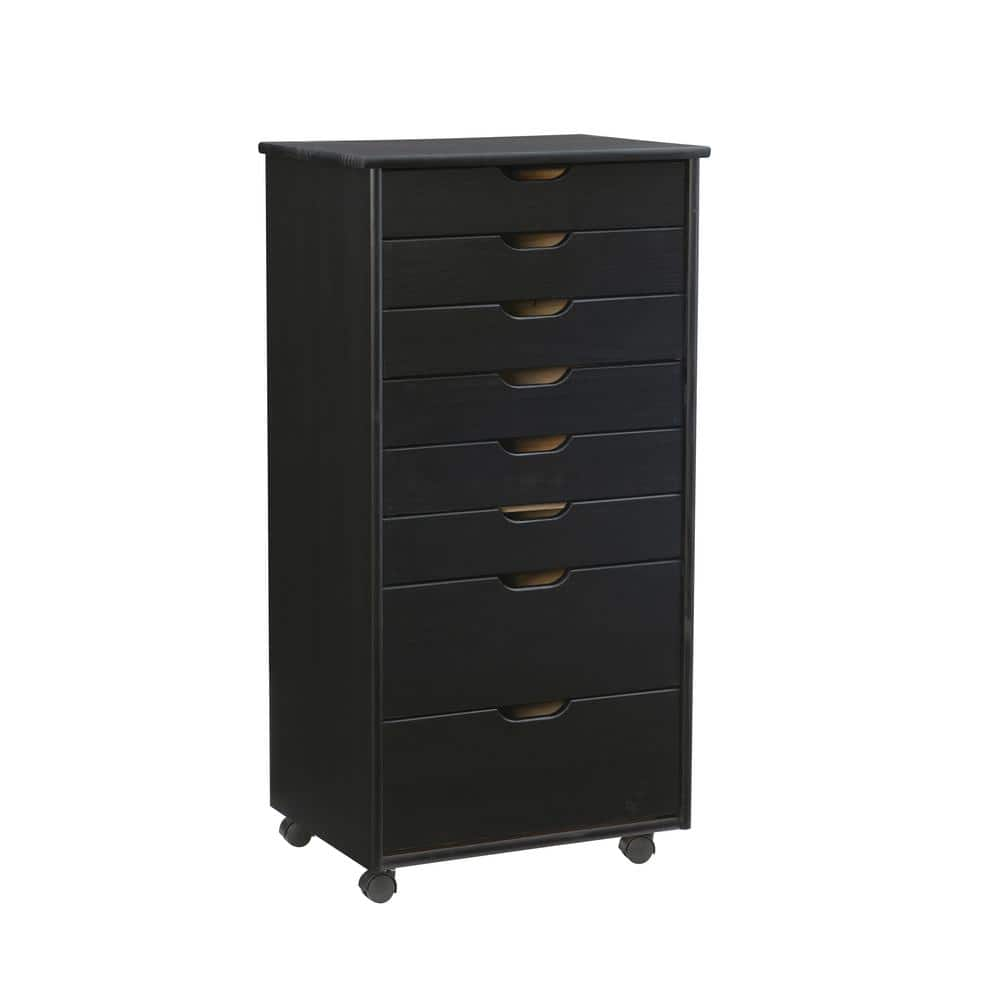 Linon Home Decor Mcleod Black 8 Drawer Rolling Storage Organizational ...