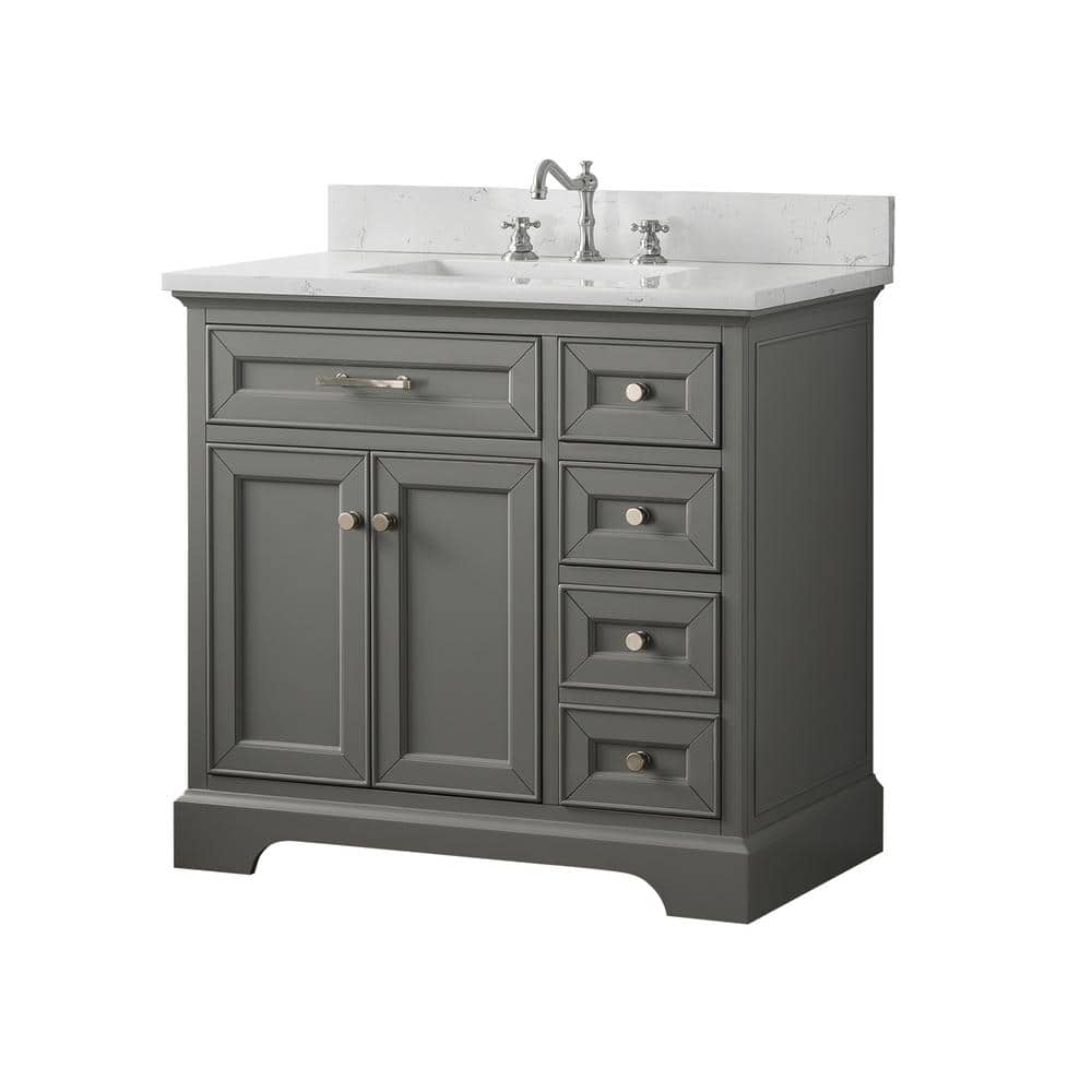 Thompson 36'' Gray Freestanding Bathroom Vanity with Ceramic Sink