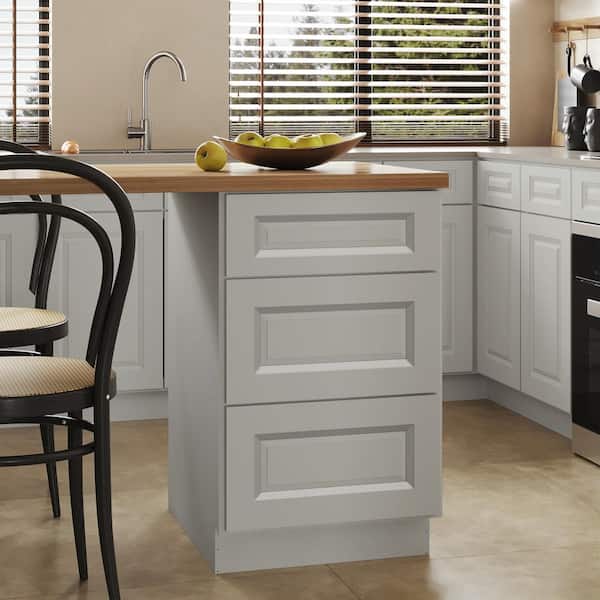 Hausvita 21 in. W x 24 in. D x 34.5 in. H Ready to Assemble Plywood Base Kitchen Cabinet with 3-Drawers in Traditional Dove