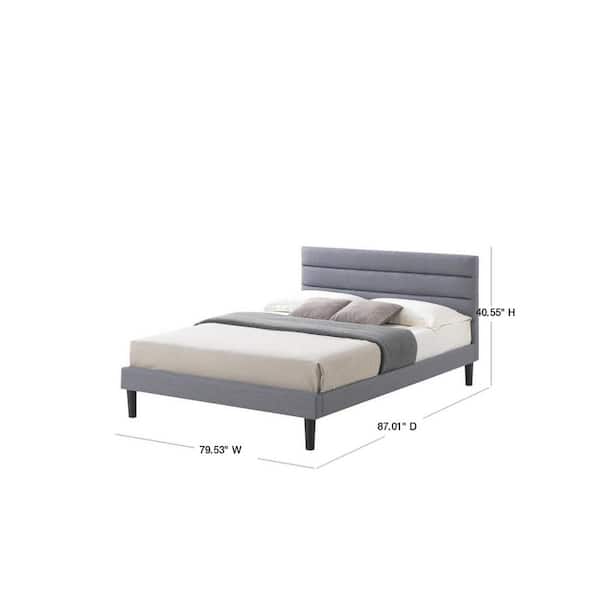 Luxeo Brisbane Gray Fabric King Size, Fabric Queen Bed Frame Brisbane