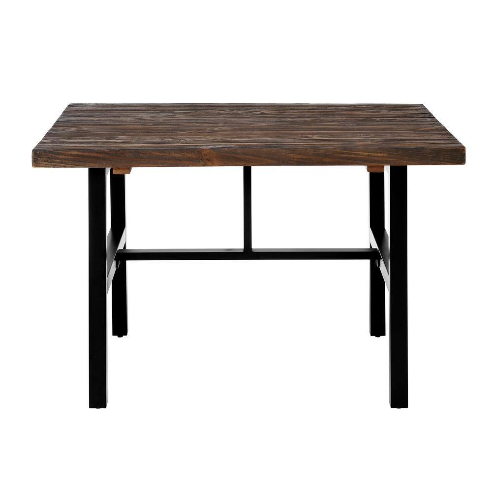 Pomona Reclaimed Wood and Metal Dining Table, Rustic Natural Finish