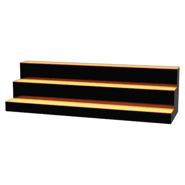 3-Tier 11 in. H x 40 in. W 36-Bottle Black LED Bar Shelves with Remote Control, Lighted Liquor Bottle Display Shelf