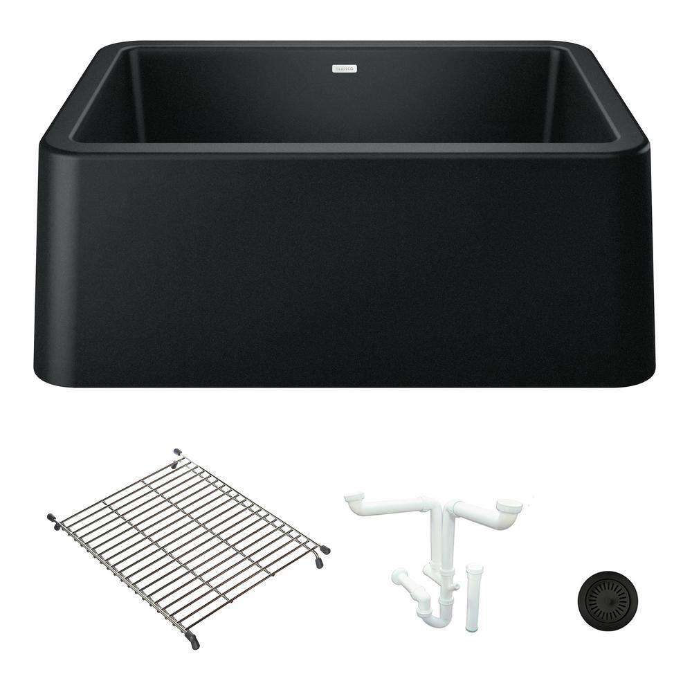 Ikon 27 in. Farmhouse/Apron-Front Single Bowl Coal Black Granite Composite 