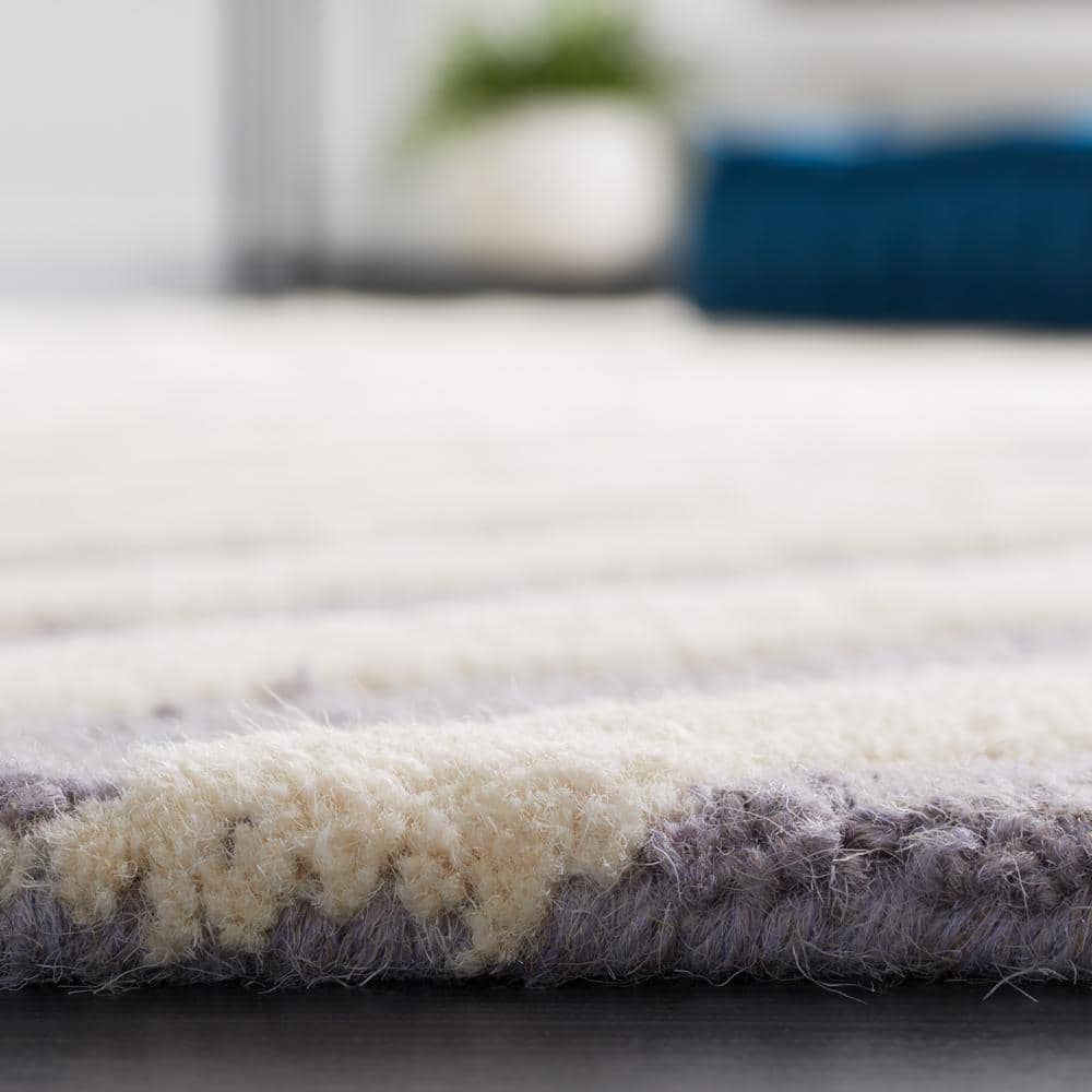 Silver and Ivory Hand-Tufted Wool Square Rug 10' x 10'