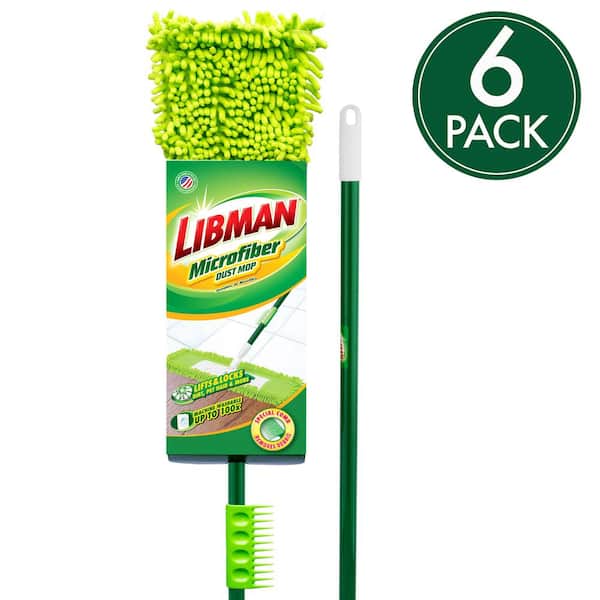 18 in. Microfiber Fingers Dust Flat Mop with 2-Piece Handle (6-Pack)