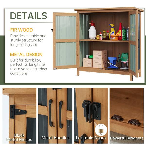 Sizzim 2.6 ft. W x 1.1 ft. D Outdoor Storage Wood Cabinet Shed