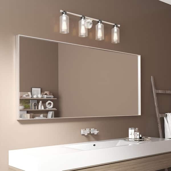 waterpar 72 in. W x 32 in. H Rectangular Aluminum Framed Wall Bathroom Vanity Mirror in Brushed Sliver
