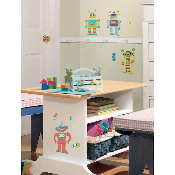 Unbranded 10 in. x 18 in. Build Your Own Robot 65-Piece Peel and Stick Wall Decals