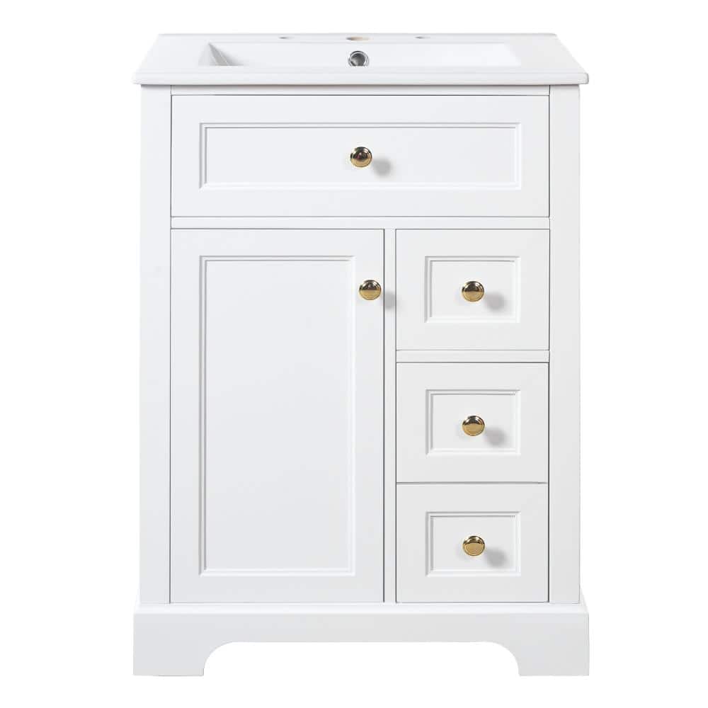 24 in. Freestanding White Bath Vanity with White Ceramic Top Unassembled price history on PriceWatchPro