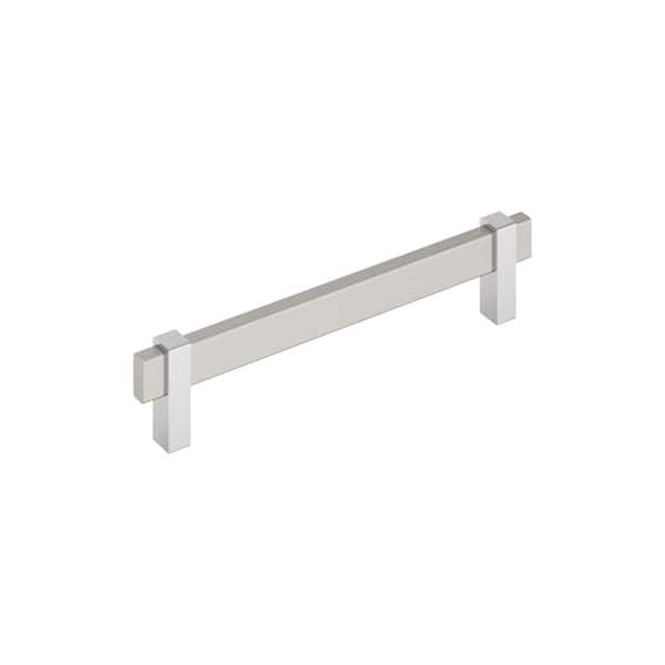 Mulino 6-5/16 in. (160mm) Center-to-Center Modern Satin Nickel/Polished Chrome Bar Cabinet Pull