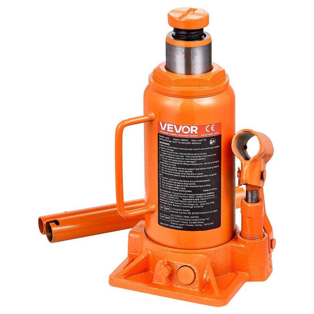 Hydraulic Bottle Jack, 12 Ton (26455.5 lbs.) Capacity, 8.1-15.7 in. Lifting Range, Heavy Duty Welded Bottle Jack for Car price history on PriceWatchPro