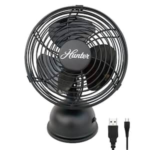 Retro 5 in. All-Metal Personal Fan with Oscillation in Matte Black