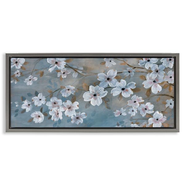 Stupell Industries Traditional Apple Blossoms by Nan Gray Floater Frame Nature Graphic Art Print 11 in. x 25 in.