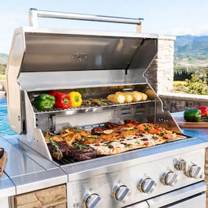 5-Burner Propane Gas Grill Island in Seascape Gray