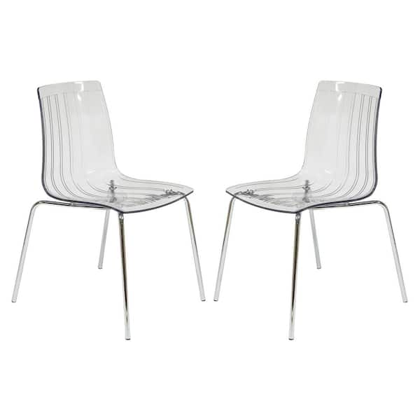 Leisuremod Ralph Clear Plastic Dining Chair Set of 2