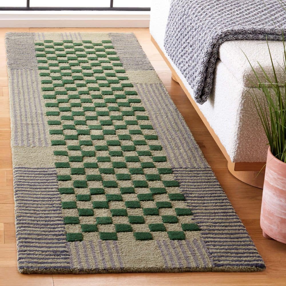 Genre 2 ft. x 8 ft. Gray/Green Geometric Runner Rug price history on PriceWatchPro