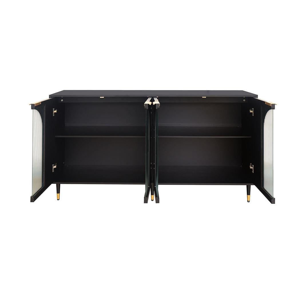 59.84 in. W x 15.75 in. D x 33.46 in. H Bathroom Black Linen Cabinet