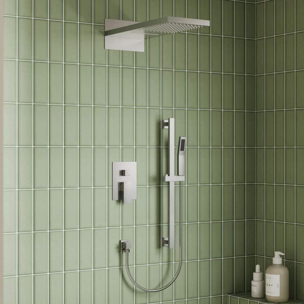 EVERSTEIN 3-Spray 22 in. Wall Mount Rain and Waterfall Dual Fixed