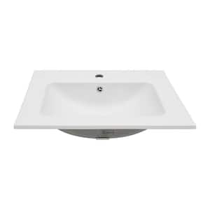 24 in. Drop-In Ceramic Bathroom Sink in White with 1-Faucet Hole and Overflow