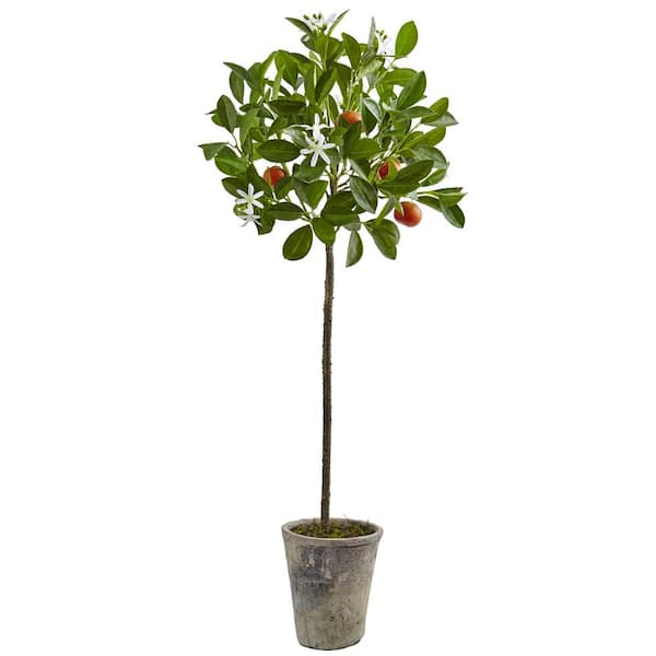 Nearly Natural 38 in. Artificial Potted Orange Tree