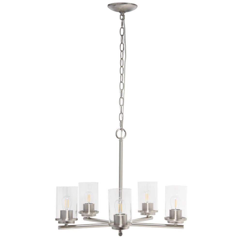 Lalia Home 17 in. 5-Light Brushed Nickel Standard Pendant Chandelier  Classic Contemporary Clear Glass and Metal LHP-3013-BN The Home Depot