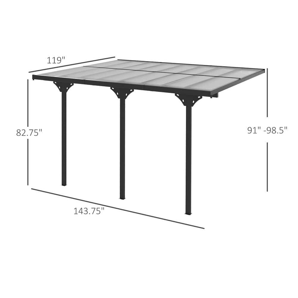 Gray Aluminum Pergola with Transparent UV Blocking Canopy