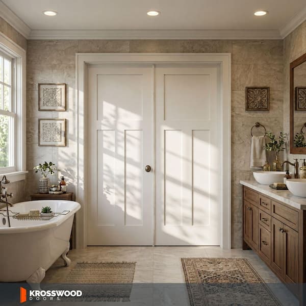 Krosswood Doors 48 in. x 96 in. Craftsman Shaker 3-Panel Right