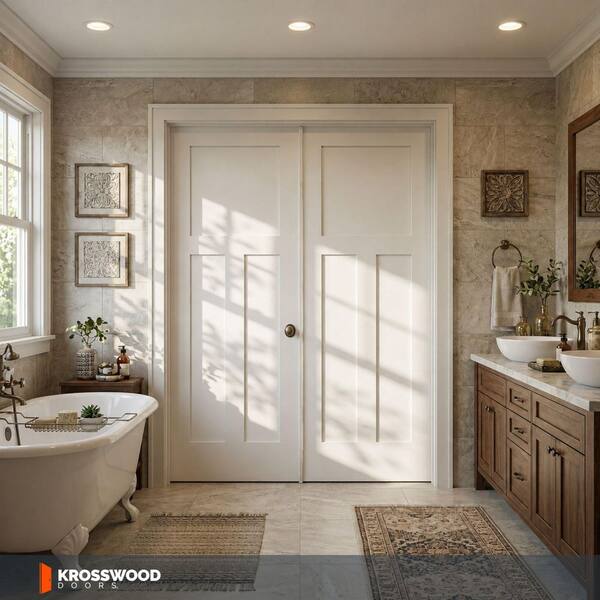 Krosswood Doors 60 in. x 96 in. Craftsman Shaker 3-Panel Left