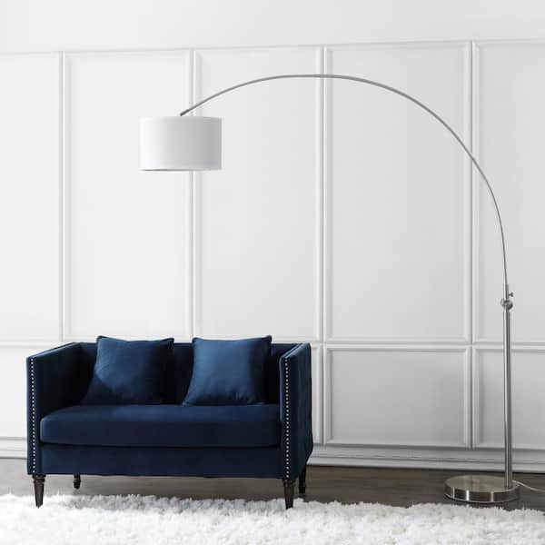 Ascella 86 in. Nickel Arc Floor Lamp with Off-White Shade