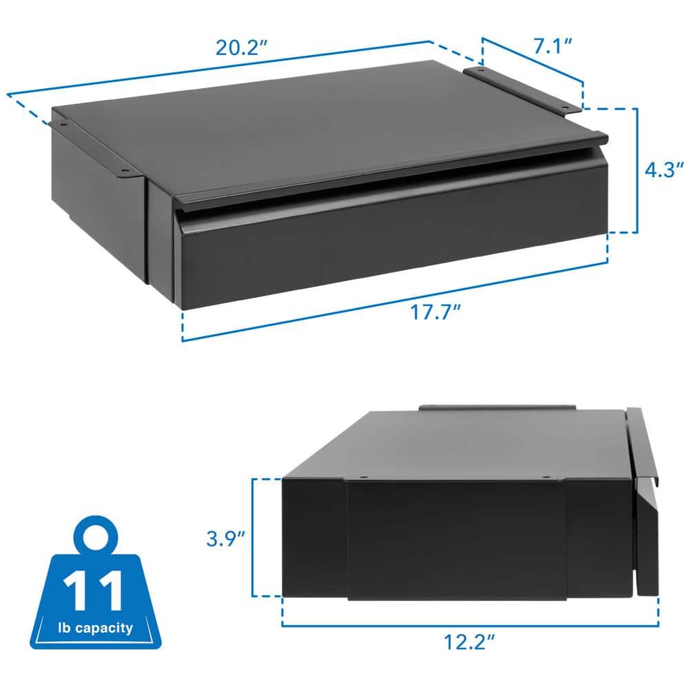 Matte Black Steel Under Desk Pull-Out Drawer Kit