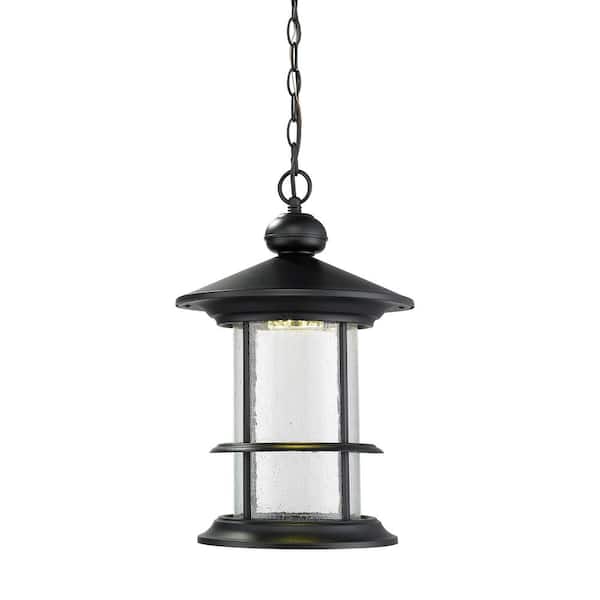 Unbranded Genesis 14-Watt 18.12 in. 1-Light Black Integrated LED Outdoor Hardwired Weather Resistant Pendant Light
