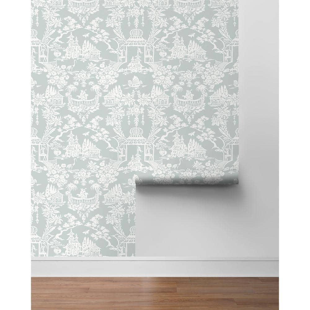 Blue and White Chinoiserie Vinyl Peel & Stick Wallpaper