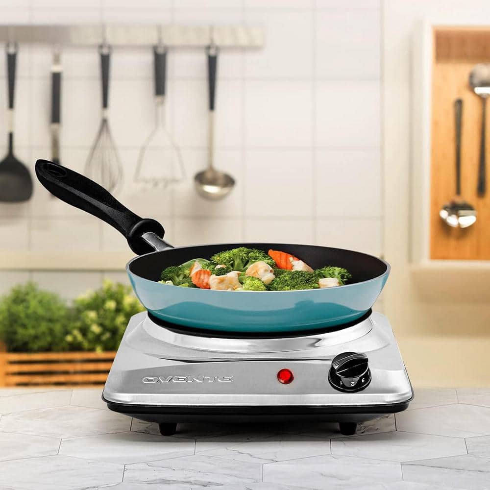 Compact Silver Stainless Steel Single Burner Electric Hot Plate