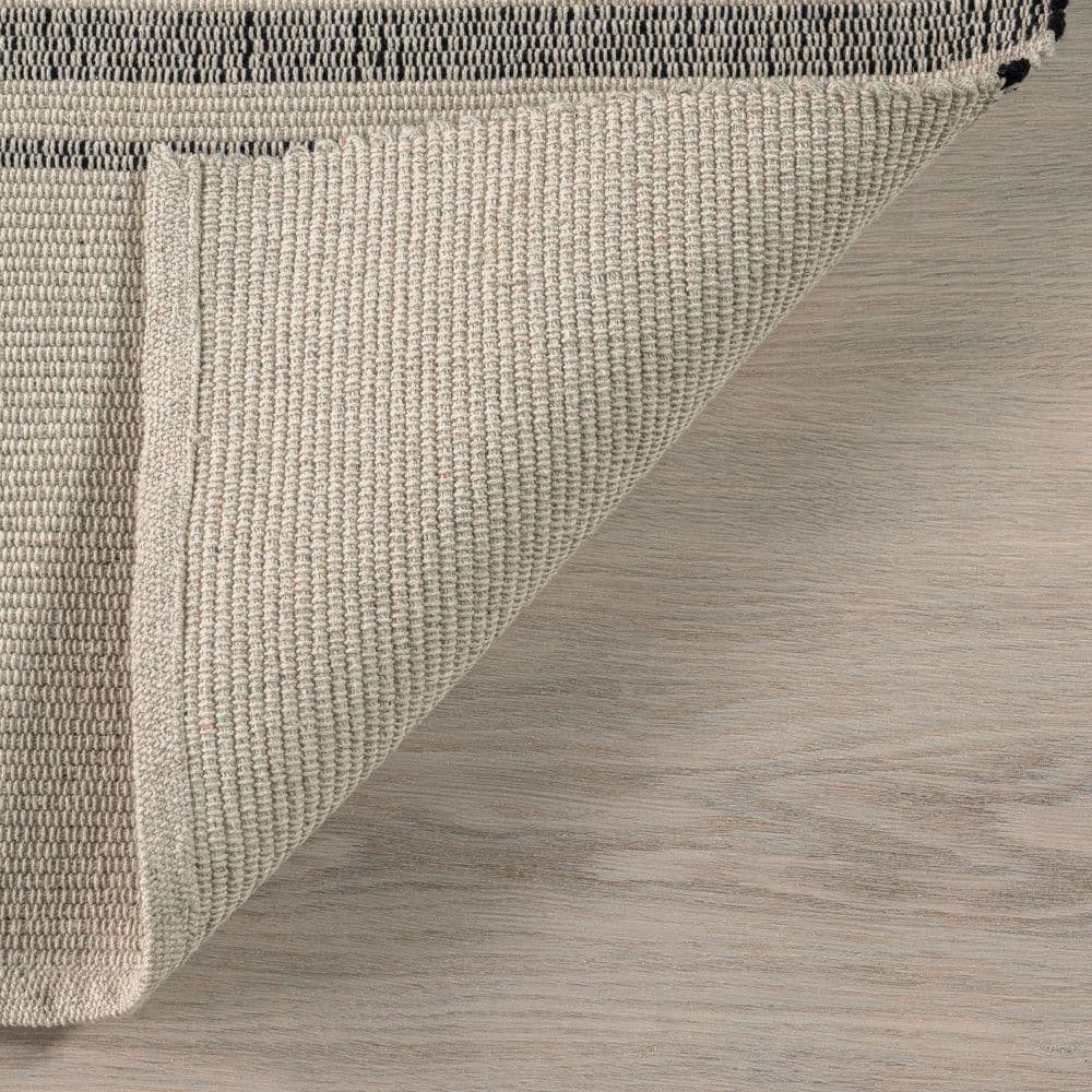 Beige and Gray Handmade Cotton Striped Rectangular Area Rug