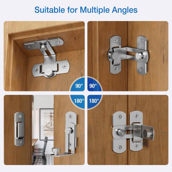 2-Pack 90 Degree Stainless Steel Door Latches - Flip Lock For Sliding Barn Doors & Cabinets