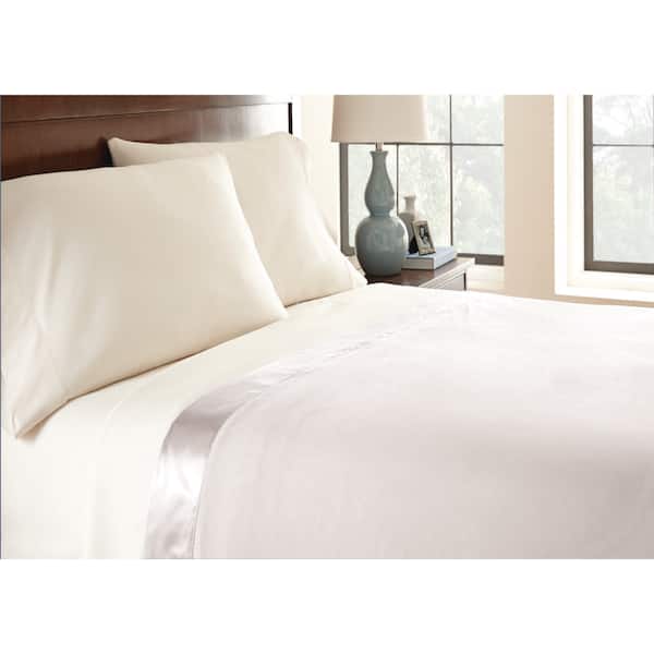 Micro Flannel All Seasons Lightweight Ivory Solid Queen Flat Sheet