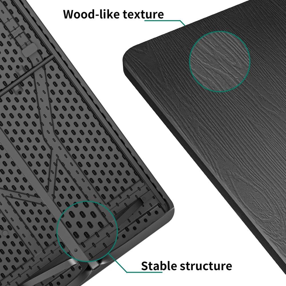 6 ft Black HDPE Outdoor Picnic Table with Stainless Steel Legs