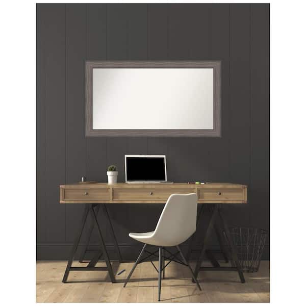 Amanti Art Medium Rectangle Distressed Brown Modern Mirror (28.25 in. H x 50.25 in. W)