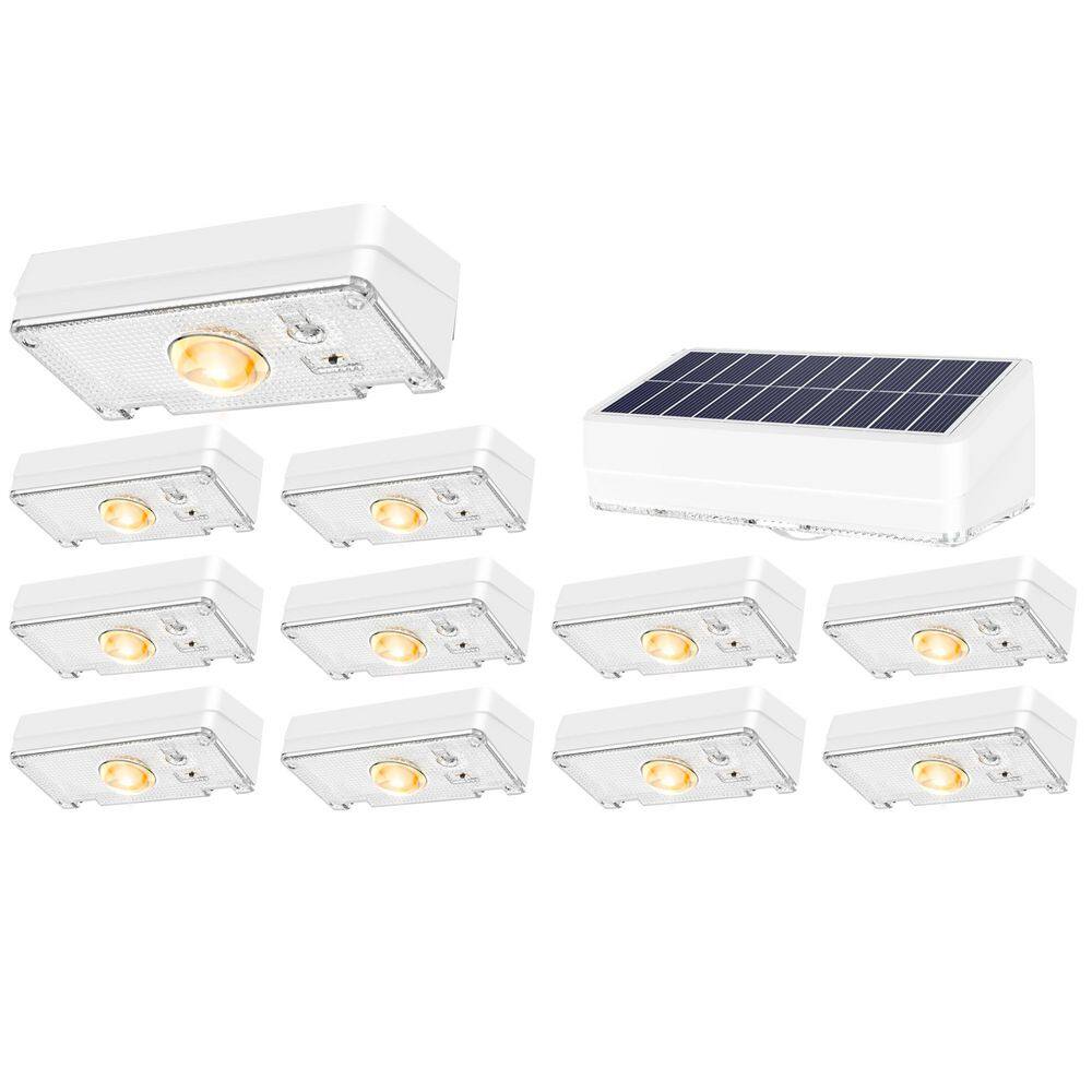 12-Pack 50LM 10 Colors and 12 Lighting Modes Solar Deck Lights, IP65 Waterproof, Dusk-to-Dawn, White price history on PriceWatchPro